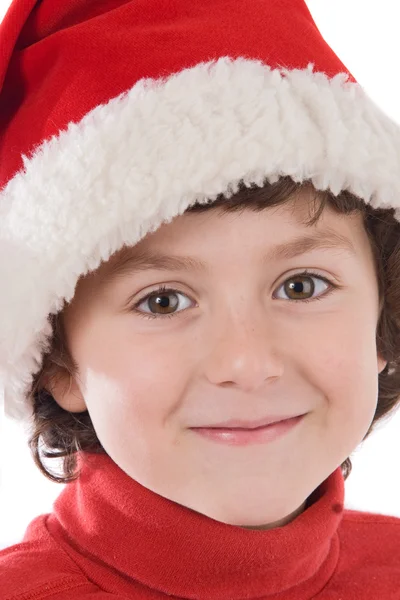 Menino adorável com chapéu vermelho de Natal — Fotografia de Stock