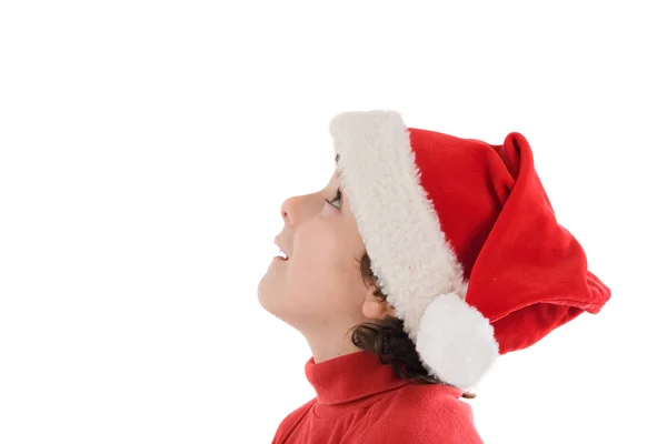 Profil des schönen Jungen in Weihnachten — Stockfoto