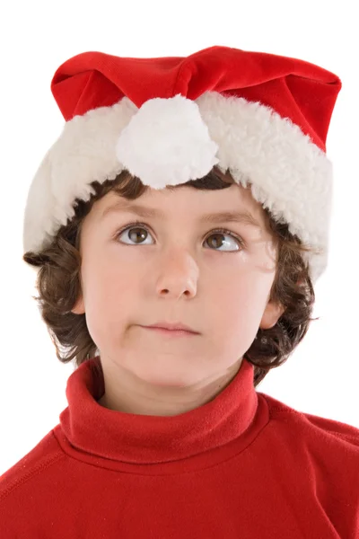 Zabawny chłopak z red hat Bożego Narodzenia — Zdjęcie stockowe