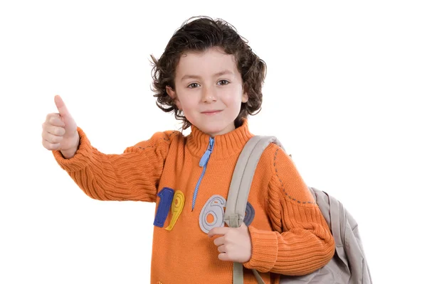 Student jongen met oranje kleding — Stockfoto