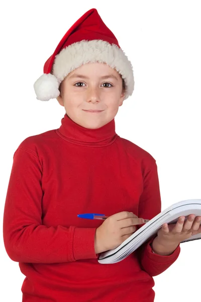 Belle enfant écrivant sa lettre de Noël — Photo
