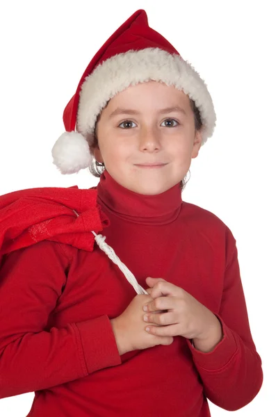 Adorabile ragazzo con cappello da Babbo Natale — Foto Stock
