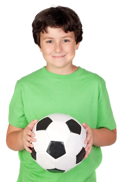 Entzückender Junge mit einem Fußball — Stockfoto