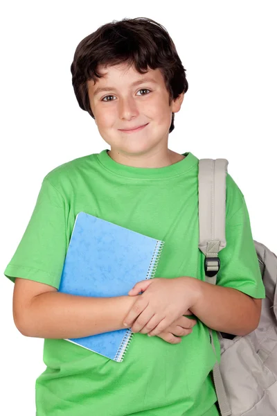 Hermoso niño estudiante con mochila — Foto de Stock