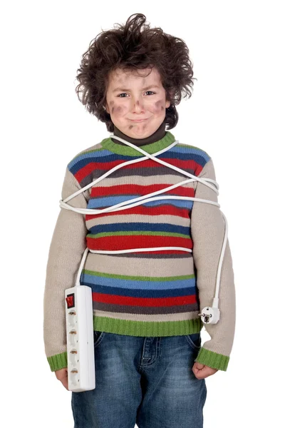 Child plug receiving electric shock — Stock Photo, Image