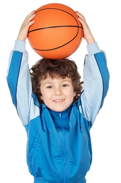 Adorable child playing the basketball — Stock Photo, Image