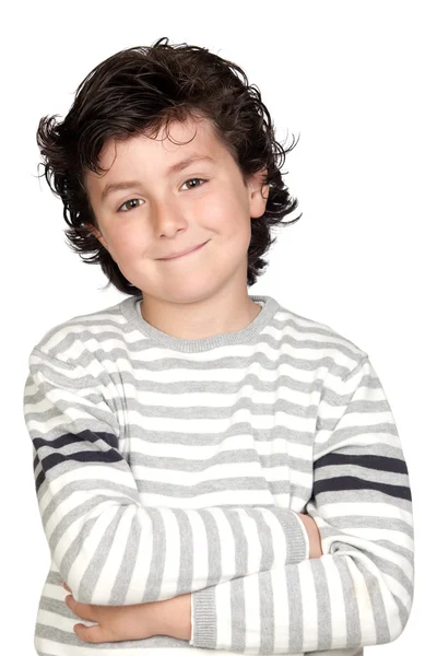 줄무늬 스웨터와 함께 재미 있는 어린이 — 스톡 사진
