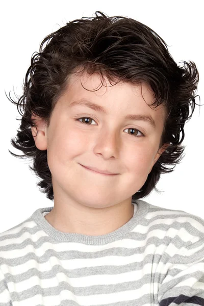 Забавна дитина з смугастим светром — стокове фото