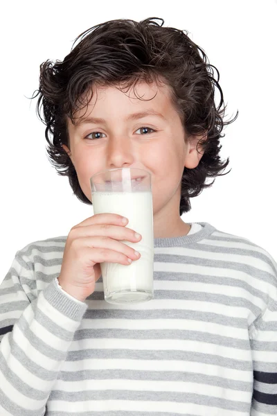 Vackra barn med glas mjölk — Stockfoto