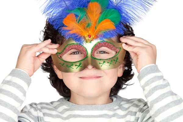 Funny boy with carnival mask — Stock Photo, Image