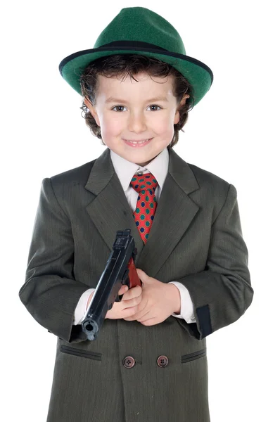Чарівний хлопчик одягнений гангстер — стокове фото