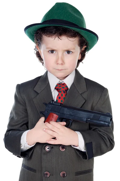 Liebenswerter Junge verkleideter Gangster — Stockfoto