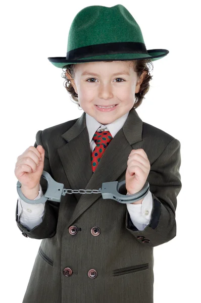 Adorable boy dressed gangster — Stock Photo, Image
