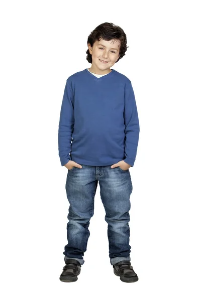 Criança com camisa azul — Fotografia de Stock