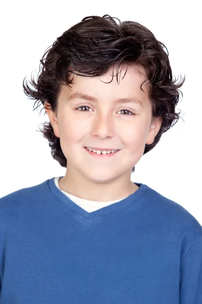 Retrato de criança com camisa azul — Fotografia de Stock