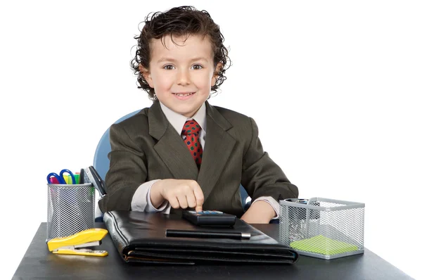 Adorable future businessman in your office — Stock Photo, Image