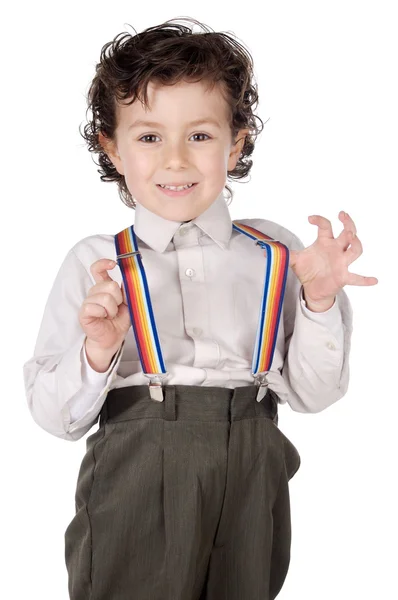 Boy with suspenders — Stock Photo, Image