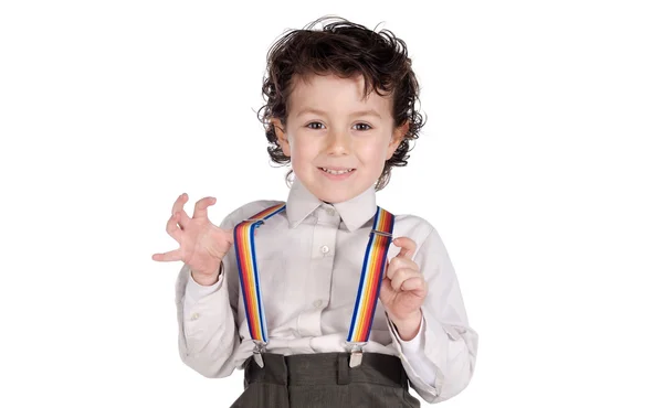 Little boy with suspenders — Stock Photo, Image