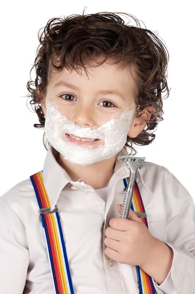 Imádnivaló gyermek borotválkozás — Stock Fotó