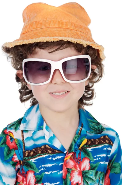 Хлопчик з очки — стокове фото