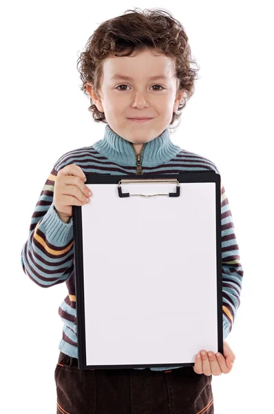 Boy with clipboard — Stock Photo, Image