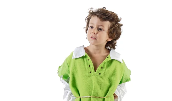 Criança bonita vestida como Robin Hood — Fotografia de Stock