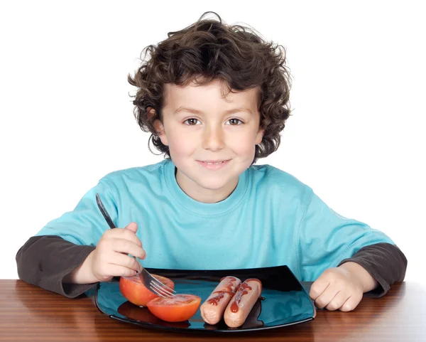 愛らしい子供食べる — ストック写真