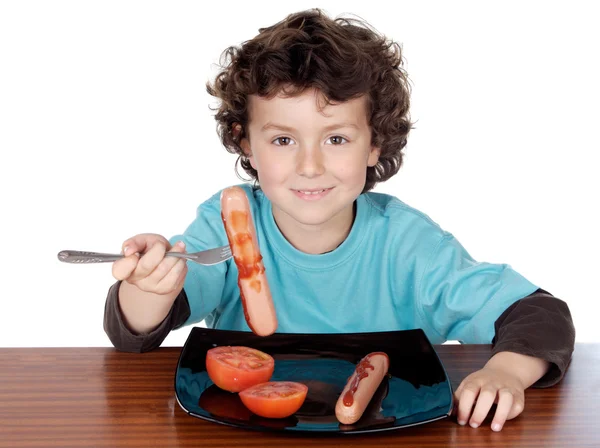 Imádnivaló gyermek étkezési — Stock Fotó