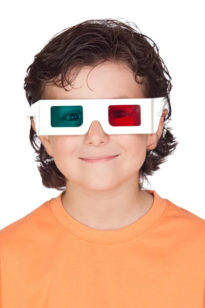 Criança agradável com óculos 3D — Fotografia de Stock