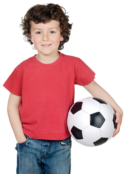 Jongen met een bal van het voetbal — Stockfoto