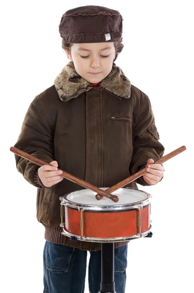 Barn leker trumman — Stockfoto