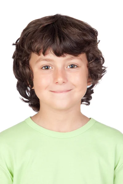 Αστείο παιδί με πράσινο t-shirt — Φωτογραφία Αρχείου