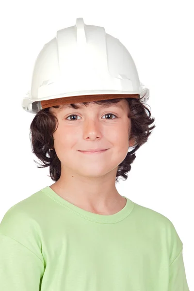 Criança bonita com capacete — Fotografia de Stock