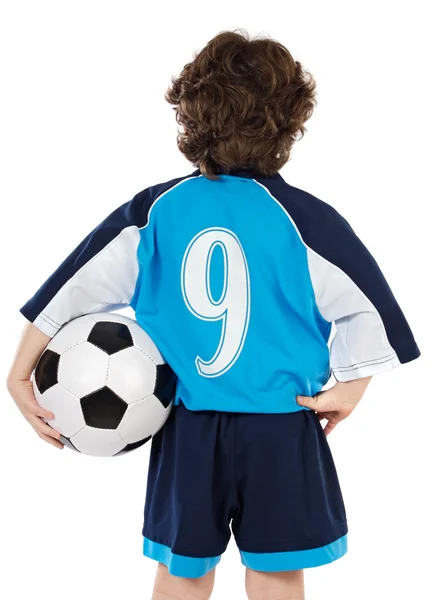 Παιδί με μπάλα ποδοσφαίρου — Φωτογραφία Αρχείου
