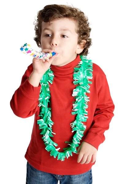 Schattige jongen een feest vieren — Stockfoto