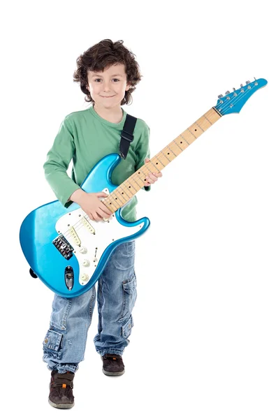 Chico whit guitarra eléctrica — Foto de Stock