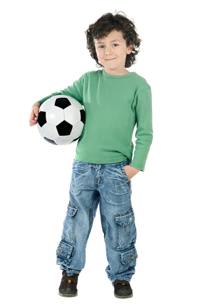 Kind met voetbal — Stockfoto