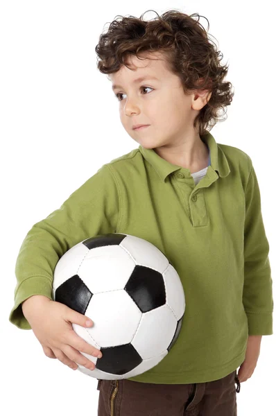 Menino adorável com uma bola — Fotografia de Stock