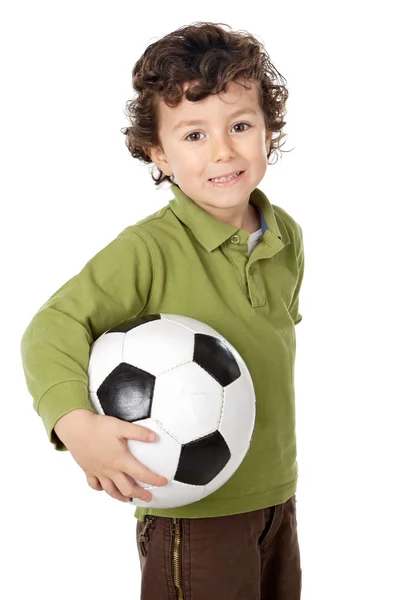 Menino adorável com uma bola — Fotografia de Stock