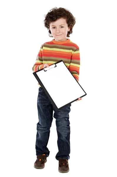 Malý chlapec s schránky — Stock fotografie