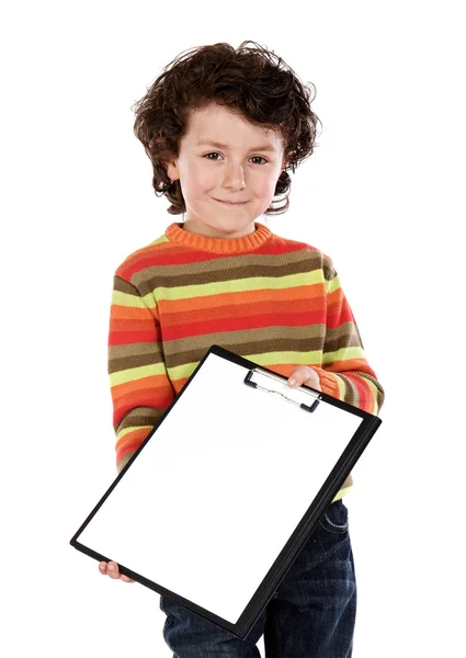 Malý chlapec s schránky — Stock fotografie