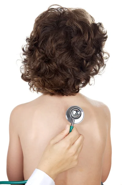 Stethoscope examining a boy — Stock Photo, Image