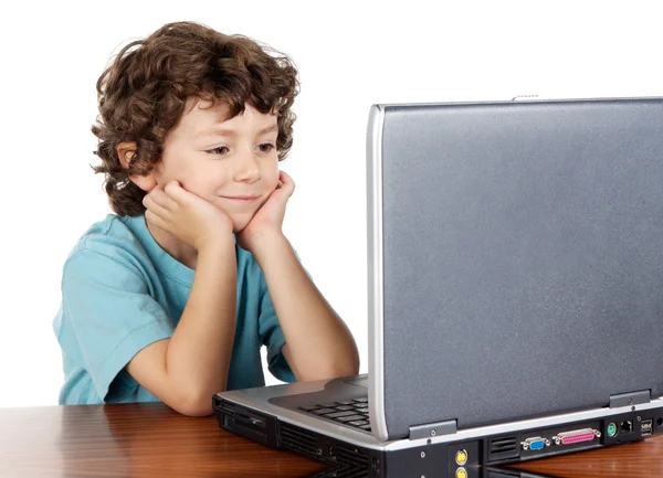 Dziecko odrobina laptopa — Zdjęcie stockowe