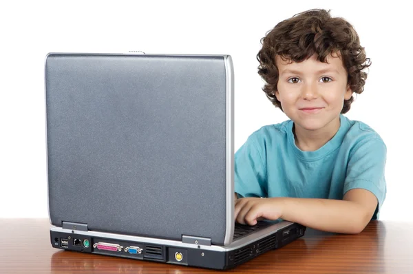 Child whit laptop — Stock Photo, Image