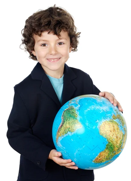 With a globe of the world — Stock Photo, Image
