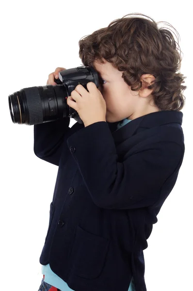 Chlapec při Foto — Stock fotografie