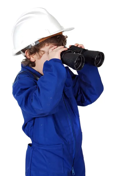 Niño con prismáticos — Foto de Stock
