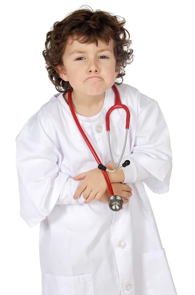Чарівний майбутній лікар чарівний майбутній лікар ставить грубий обличчя — стокове фото