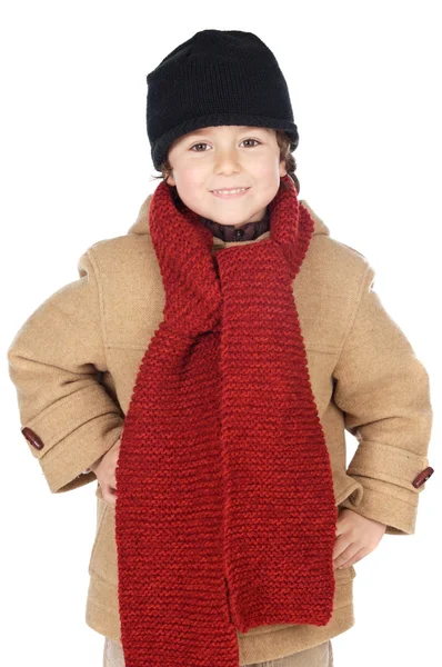 Sevimli çocuk giydir kış için — Stok fotoğraf