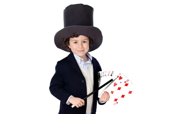 Adorable vestido de niño de ilusionista con sombrero —  Fotos de Stock